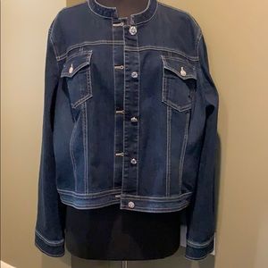 Chico’s Denim Embellished long sleeve jacket sz 3